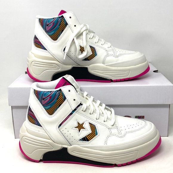 Converse Weapon CX Shoes Mid Top Pink White Leather Men Size Sneakers A00437C - Picture 2 of 10